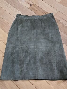 Vintage Olive Suede Pencil Skirt